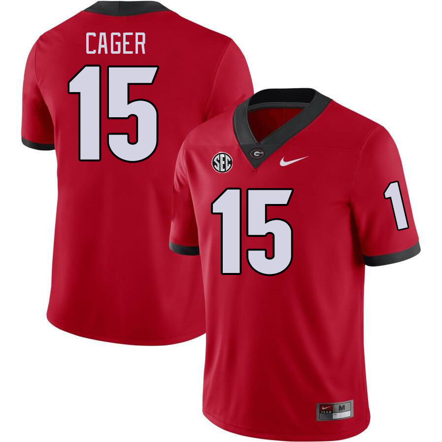 #15 Lawrence Cager Georgia Bulldogs Jerseys Football Stitched-Retro Red